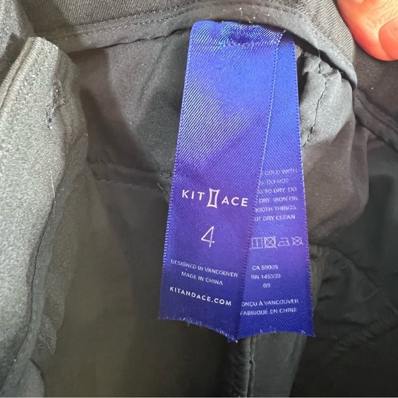 Kit and Ace Navy Stretch Wool Cashmere Silk Straight Slim Trousers Navy 4 - Picture 6 of 6